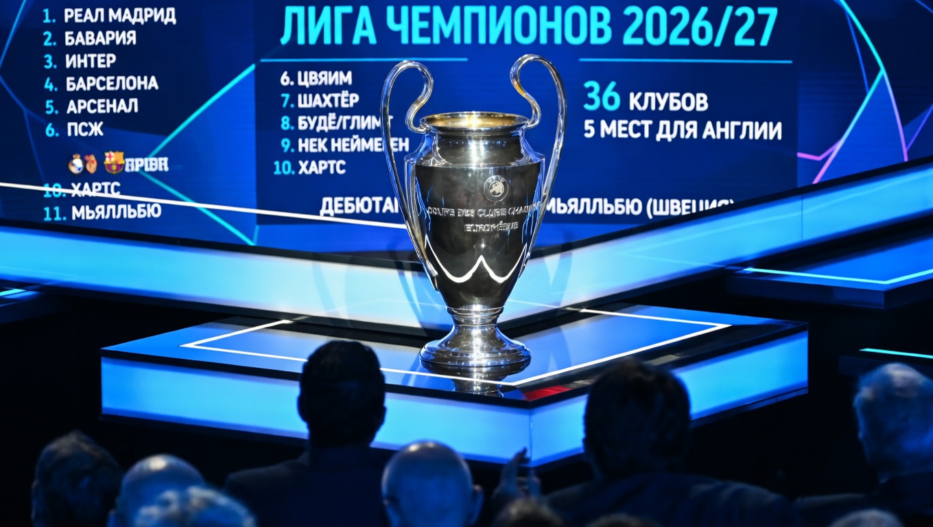 Лига чемпионов 2026/27: 36 клубов, пять мест для Англии и дебютанты из Швеции