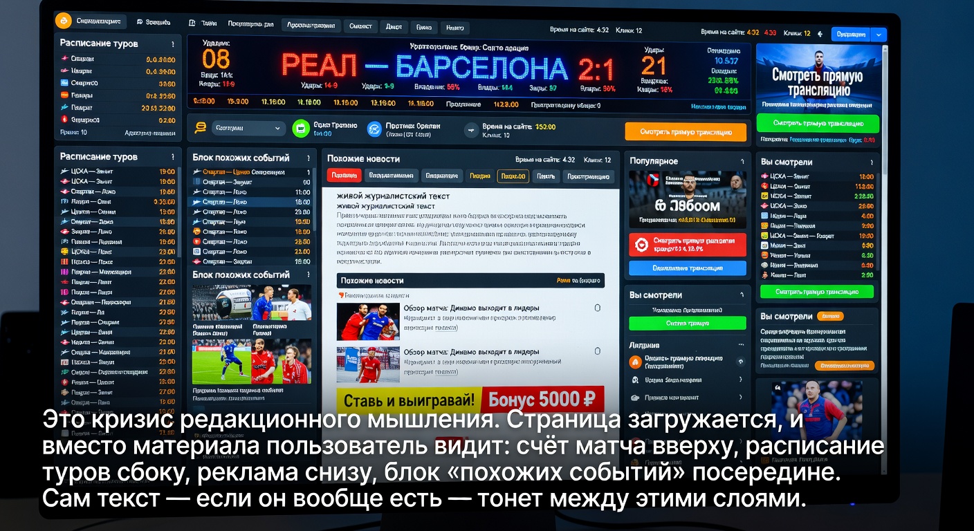 Спортивные сайты теряют читателей из-за перегрузки интерфейса