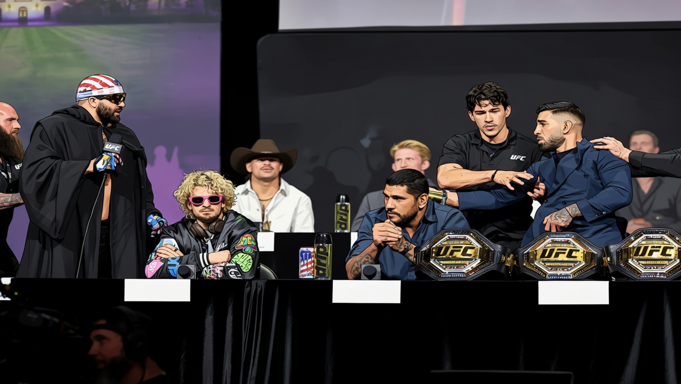 Хокита выдворили с пресс-конференции UFC в Ньюарке после стычки с Топурией