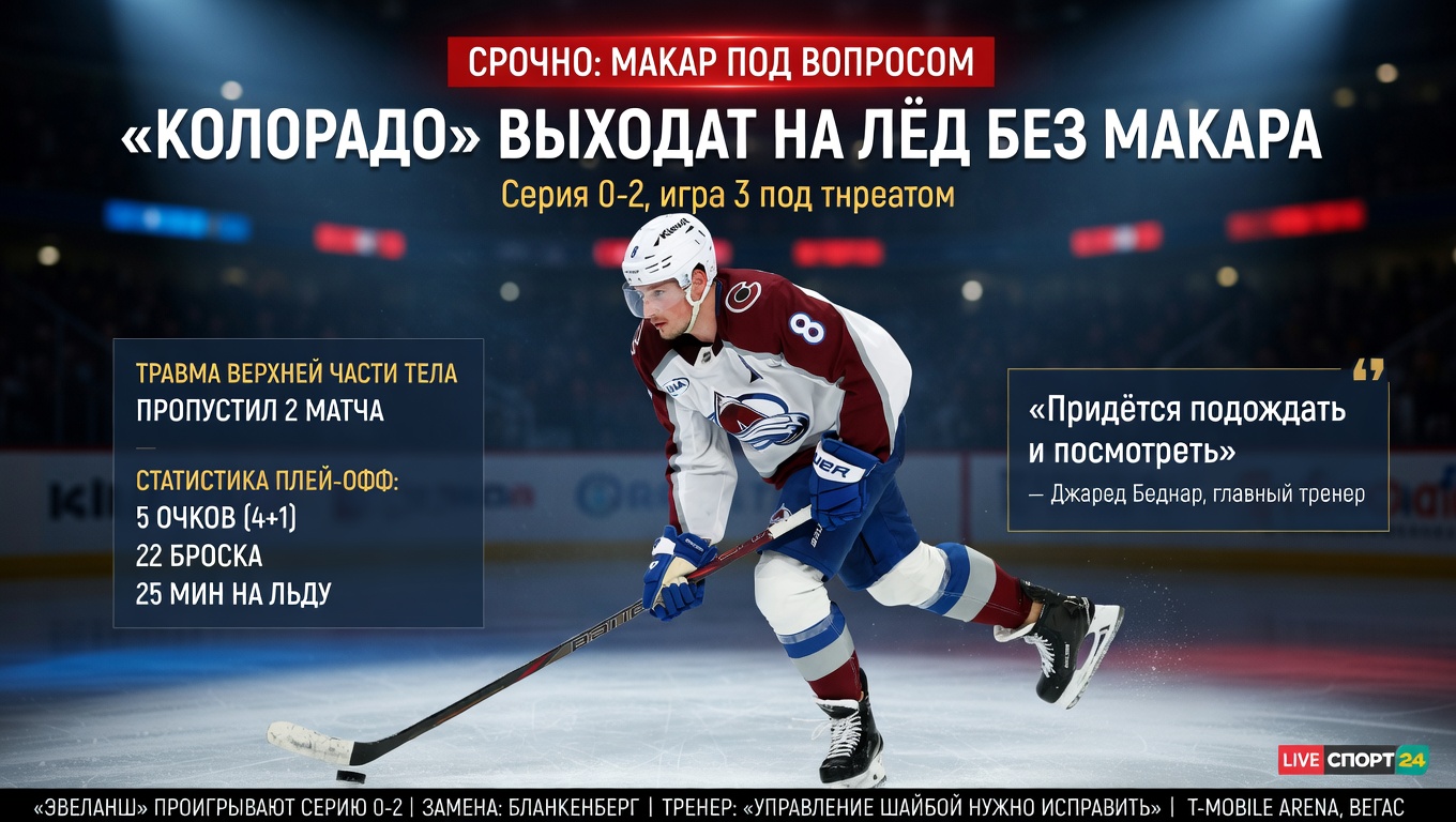 Макар пропустил два матча подряд и остаётся под вопросом в третьей игре с «Вегасом»
