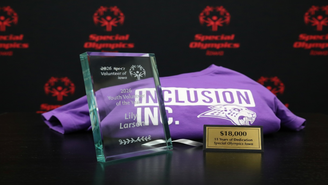 Лили Ларсон собрала $18 000 за 11 лет и стала волонтёром года по версии Special Olympics Iowa