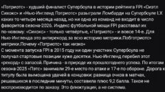 «Пэтриотс» – худший финалист Супербоула в истории рейтинга FPI