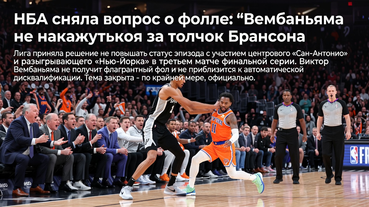 НБА сняла вопрос о фолле: Вембаньяма не накажут за толчок Брансона