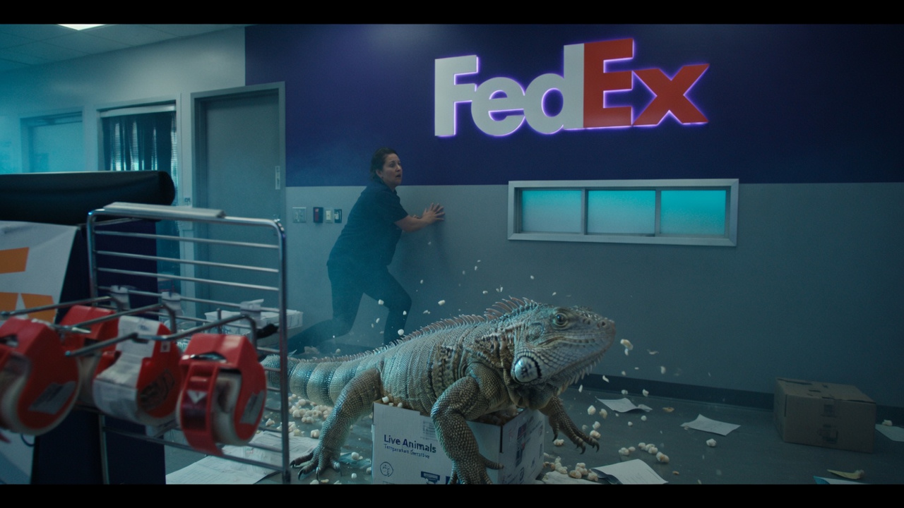 Игуана Титан устроила погром на почте FedEx