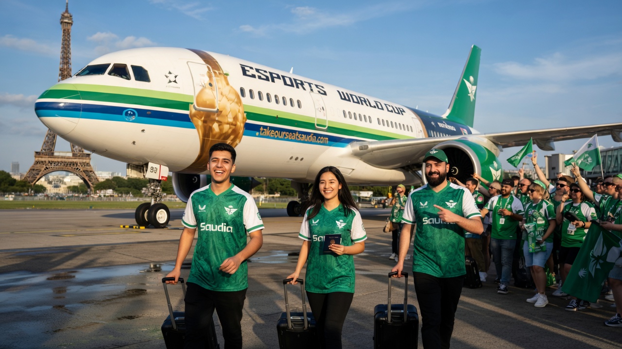Saudia покрасила самолёт под Esports World Cup и везёт фанатов в Париж