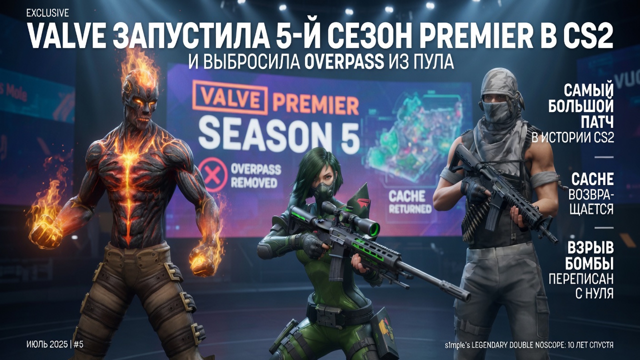 Valve запустила 5-й сезон Premier в CS2 и выбросила Overpass из пула