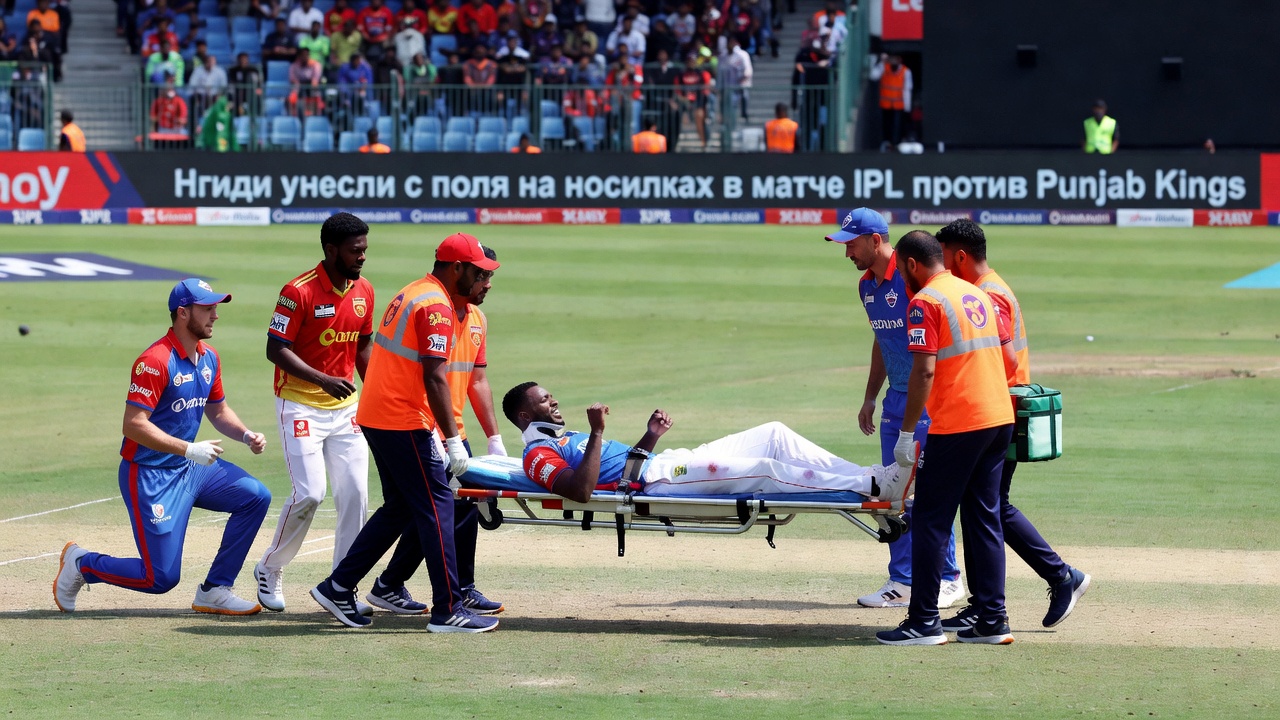 Нгиди унесли с поля на носилках в матче IPL против Punjab Kings
