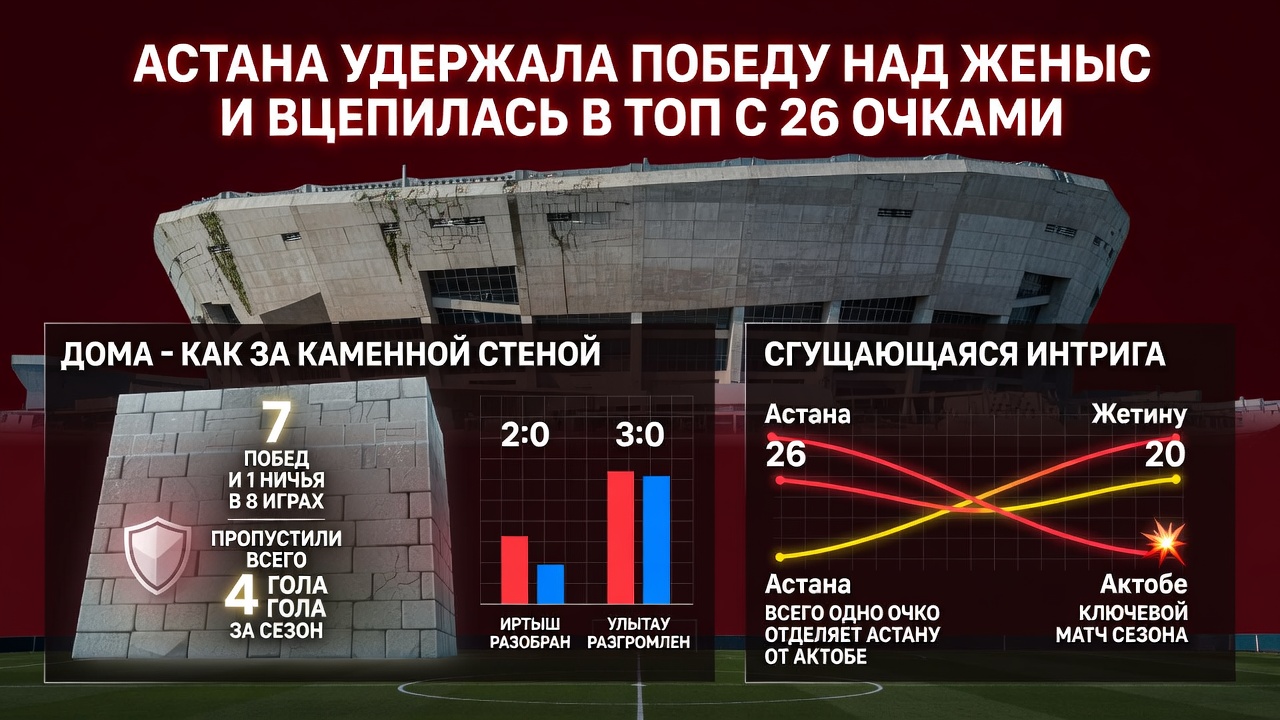 Астана удержала победу над Женыс и вцепилась в топ с 26 очками