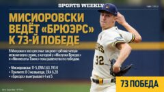 Мисиоровски ведёт «Брюэрс» к 73-й победе