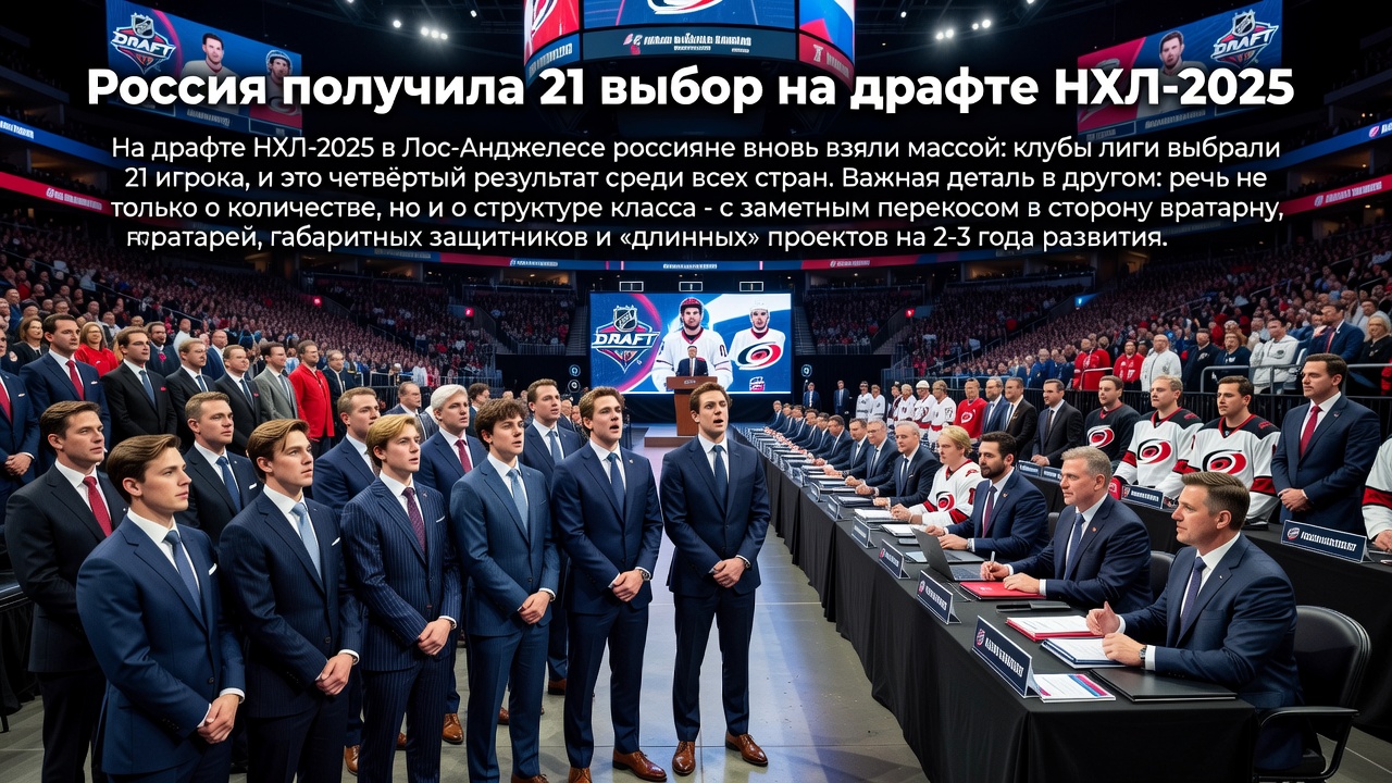 Россия получила 21 выбор на драфте НХЛ-2025