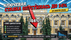 Ключевая ставка опустилась до 14%