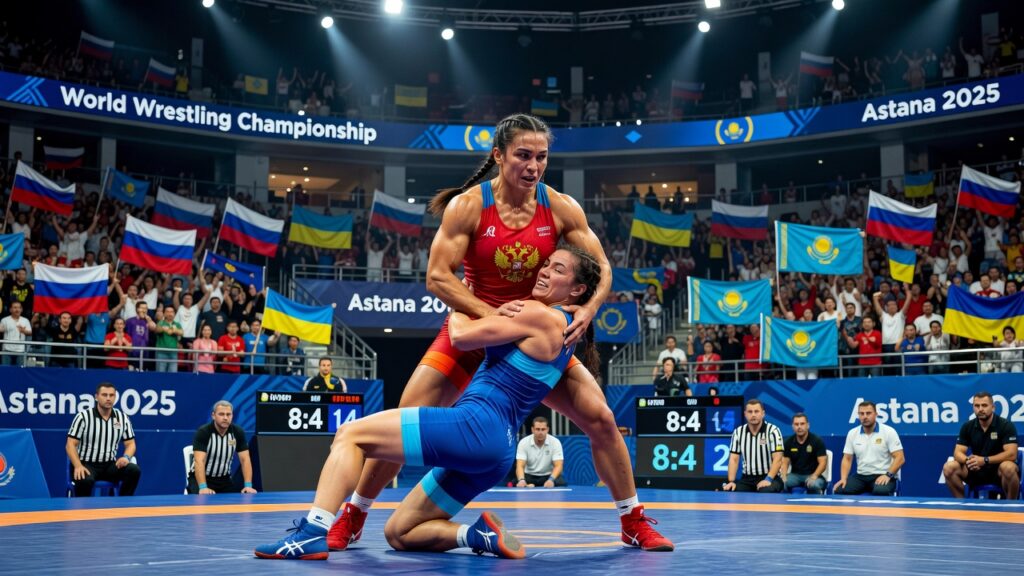 Россиянка Алина Касабиева вышла в финал чемпионата мира по борьбе в Астане, обыграв украинку