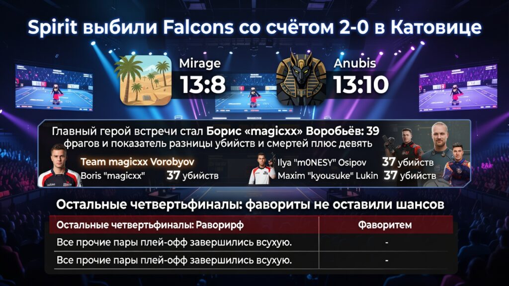 Spirit выбили Falcons со счётом 2-0 в Катовице