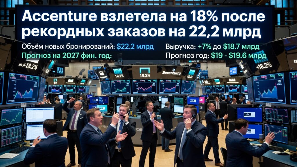 Accenture взлетела на 18% после рекордных заказов на 22,2 млрд