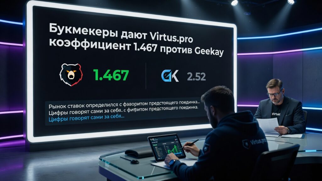 Букмекеры дают Virtus.pro коэффициент 1.467 против Geekay