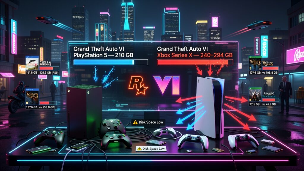 Grand Theft Auto VI на Xbox Series X может занять более 240 ГБ дискового пространства